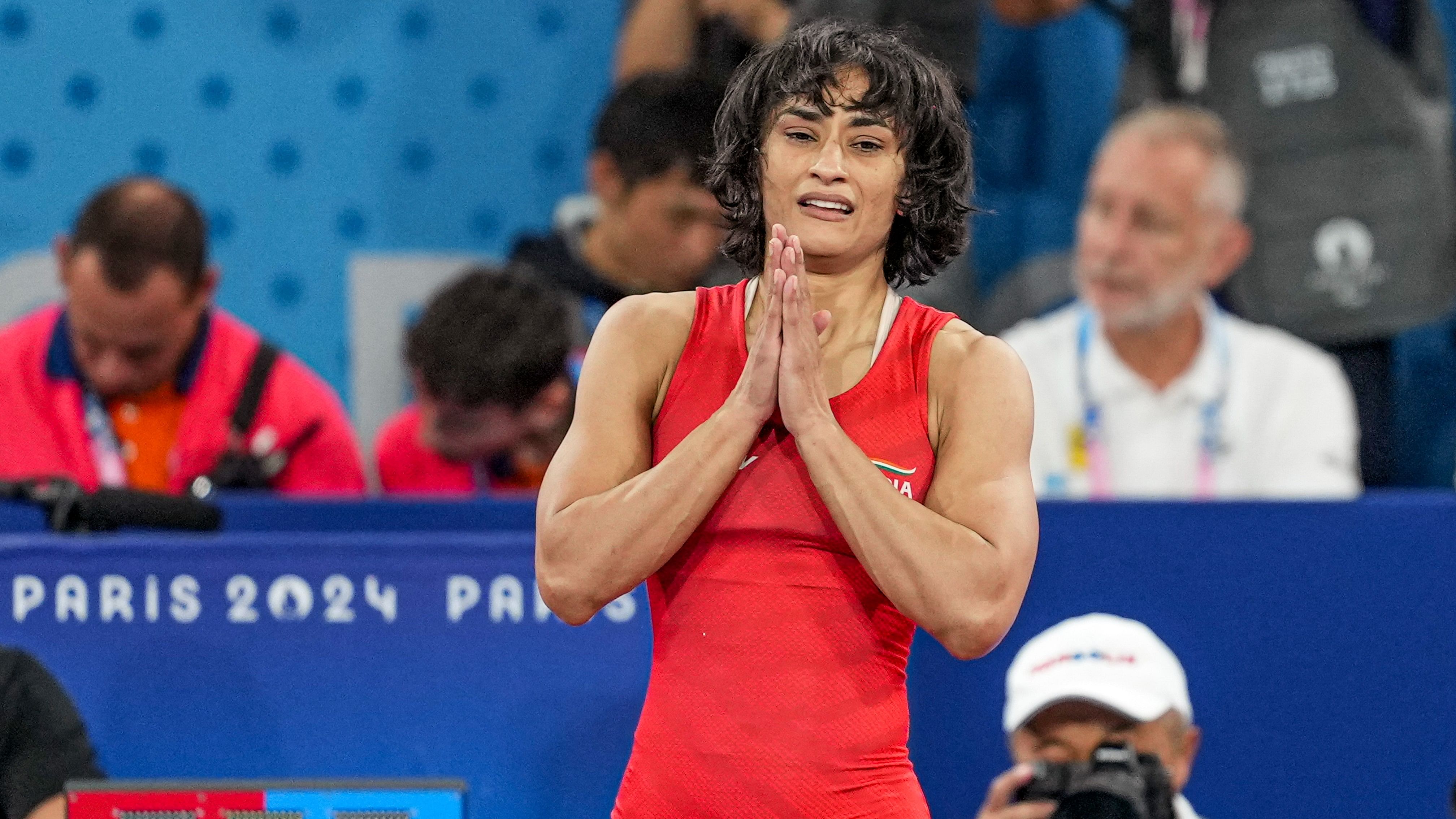 <div class="paragraphs"><p>India's Vinesh Phogat celebrates after winning her Women's Freestyle 50kg semi-final wrestling match.</p></div>